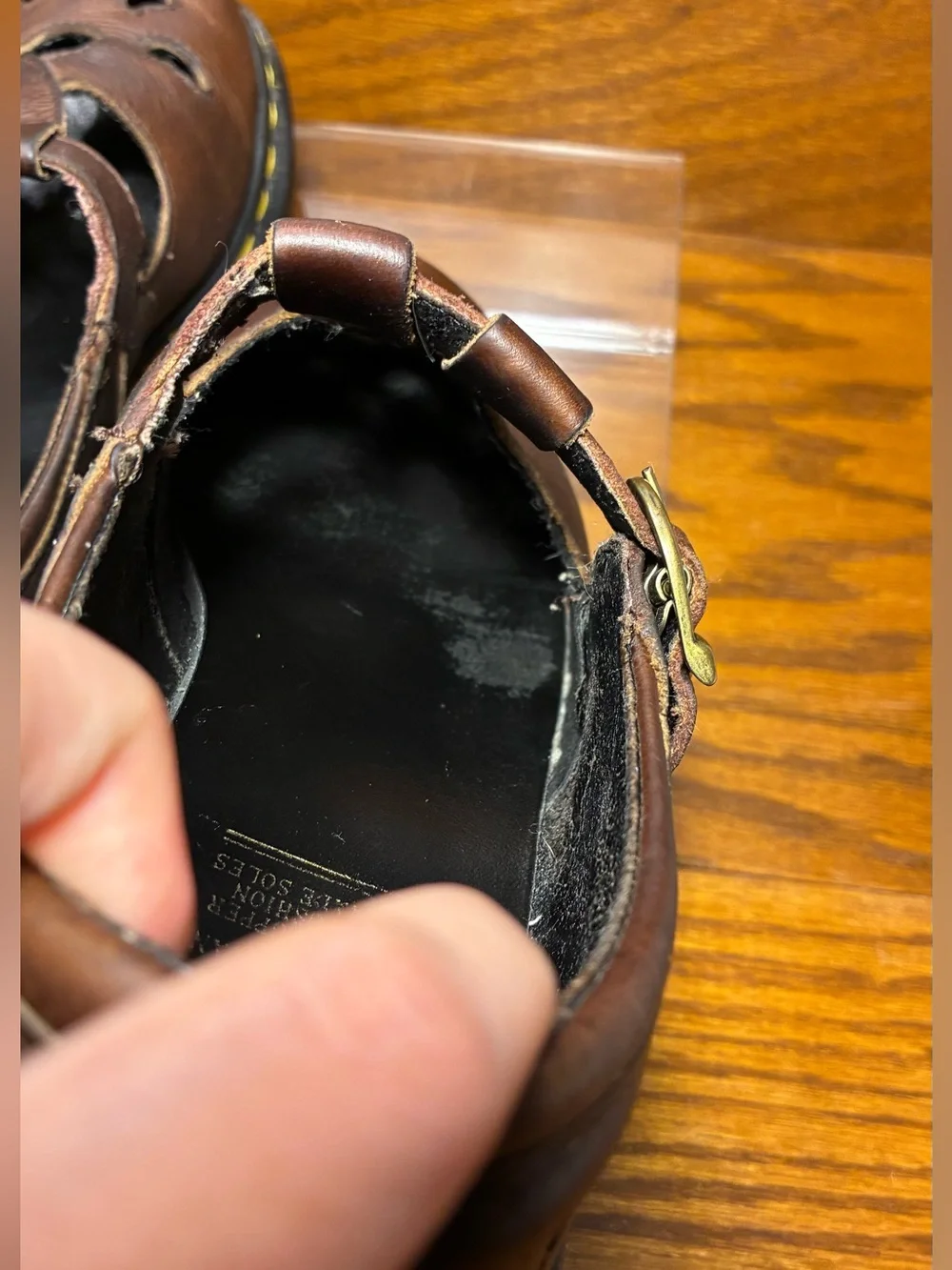 RARE VTG Dr. Martens England Made Cutout Mary Jane Shoes Brown Leather Size 7
